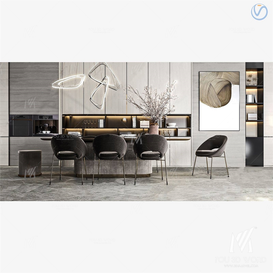 modern dining table chair 3d model